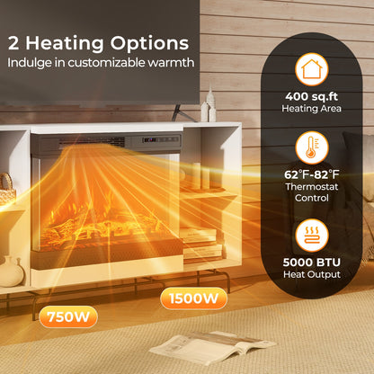 24 Inch Electric Fireplace Heater with 3-Sided Glass & Remote Control