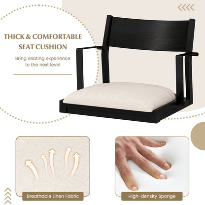 Set of 2 Dining Chairs with Contoured Backrest and Padded Seat in Cream White