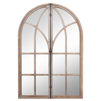 Rustic Arched Window Pane Wall Mirror for Living Room & Entryway Décor