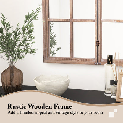 Rustic Arched Window Pane Wall Mirror for Living Room & Entryway Décor
