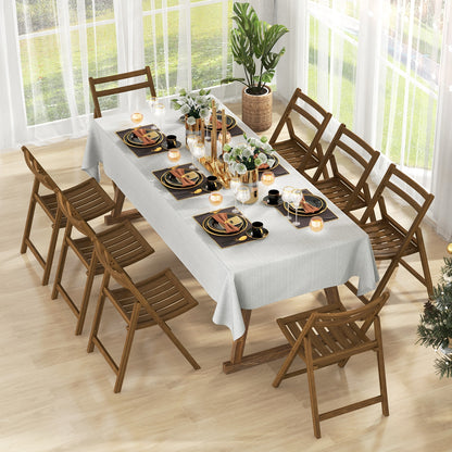 Folding Dining Chairs with Rubber Wood Frame and Slatted Seat for Compact Storage - Set of 2