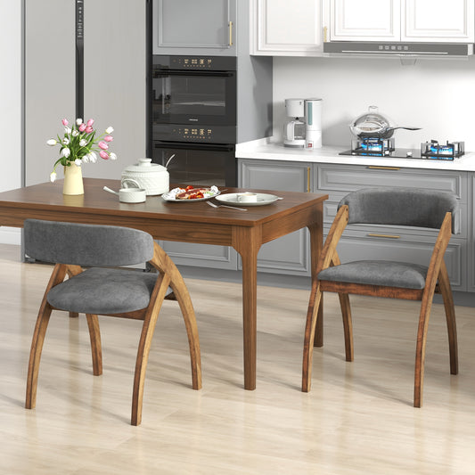 Modern Upholstered Dining Chairs with Curved Backrest and Comfortable Seat Cushion, Set of 2