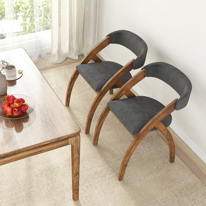 Modern Upholstered Dining Chairs with Curved Backrest and Comfortable Seat Cushion, Set of 2