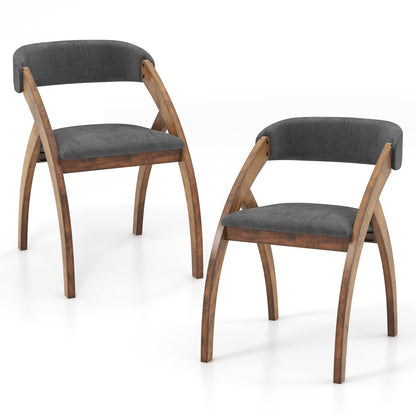Modern Upholstered Dining Chairs with Curved Backrest and Comfortable Seat Cushion, Set of 2