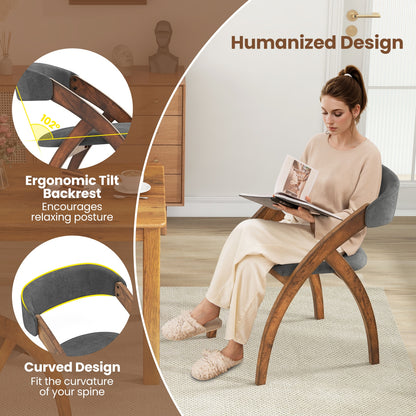 Modern Upholstered Dining Chairs with Curved Backrest and Comfortable Seat Cushion, Set of 2