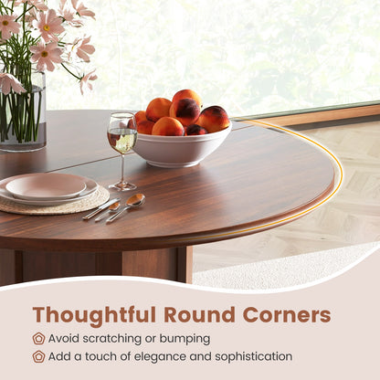 42 Inch Round Farmhouse Dining Table with Pedestal Base for 4 to 6 People