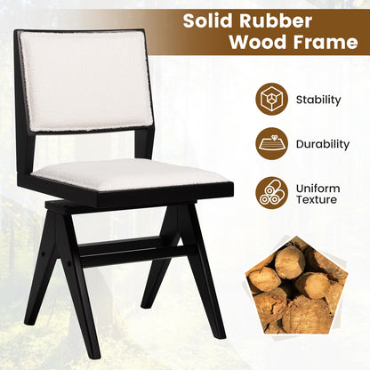 360 Degree Swivel Dining Chairs with Faux Sherpa Upholstery and Solid Rubber Wood Frame, Set of 2