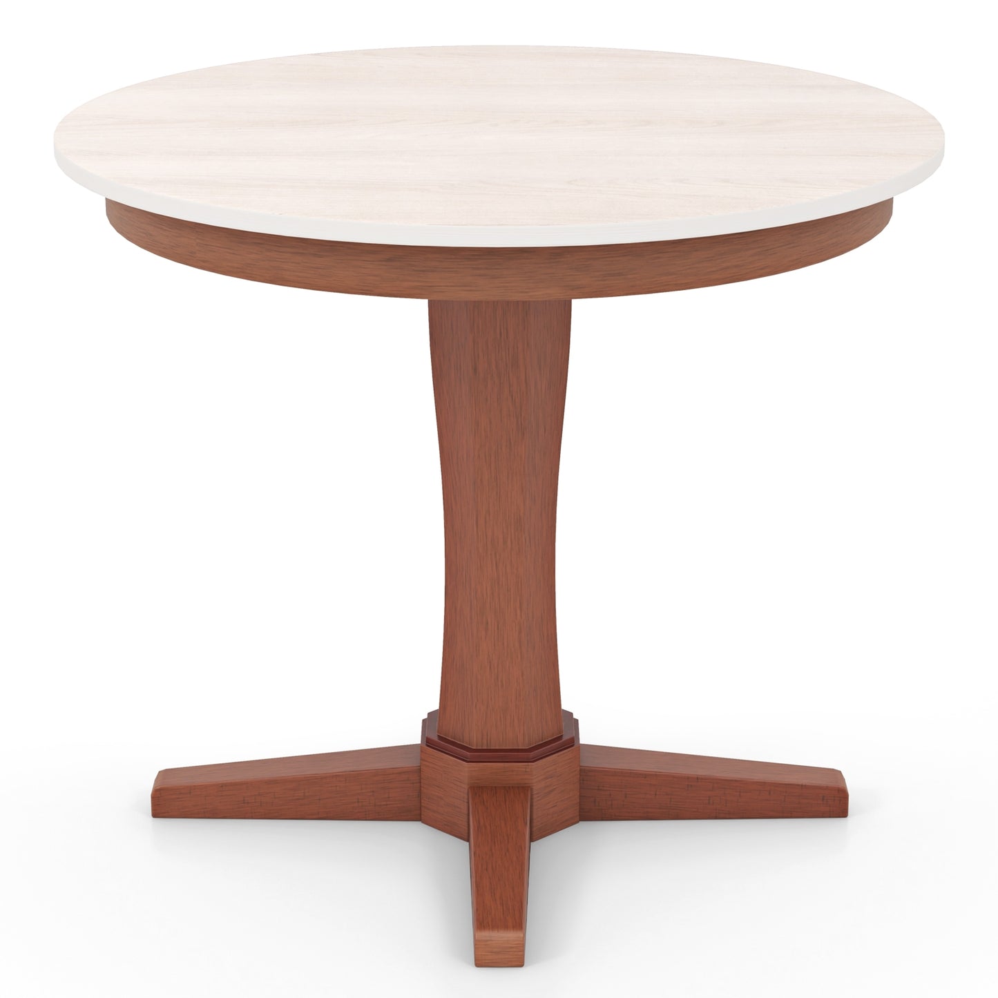 35 Inch Round Table for Dining Room with Stable Pedestal and Wood Finish