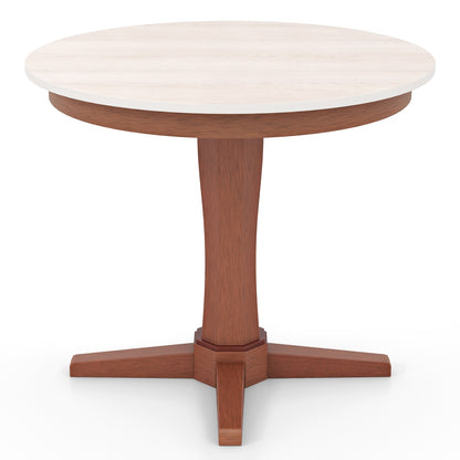 35 Inch Round Table for Dining Room with Stable Pedestal and Wood Finish