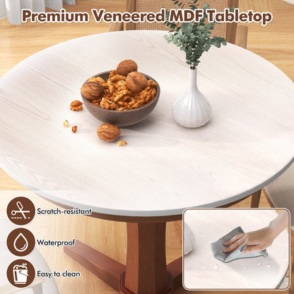 35 Inch Round Table for Dining Room with Stable Pedestal and Wood Finish