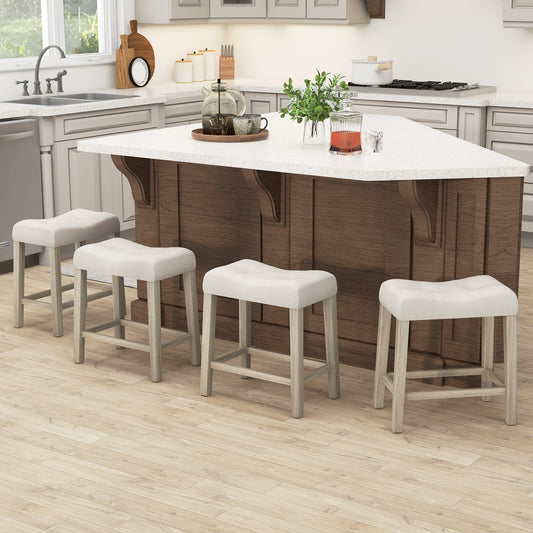 Upholstered Counter Height Bar Stools Set of 4 with Curved Saddle Seat