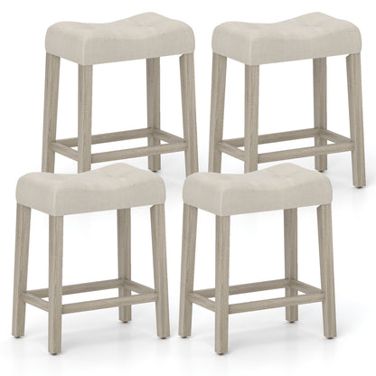 Upholstered Counter Height Bar Stools Set of 4 with Curved Saddle Seat
