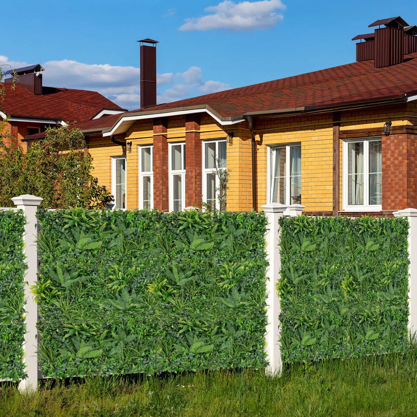 4 Pack 20 x 20 Inch Faux Boxwood Hedge Panels for Indoor & Outdoor Use