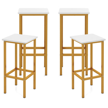Bar Stool Set of 4 with Metal Legs, Footrest and 26 Inch Seat Height, White