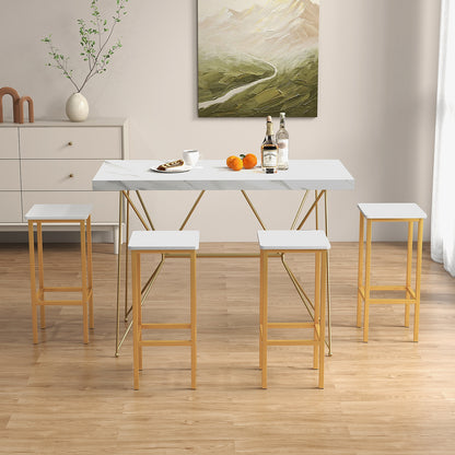 Bar Stool Set of 4 with Metal Legs, Footrest and 26 Inch Seat Height, White
