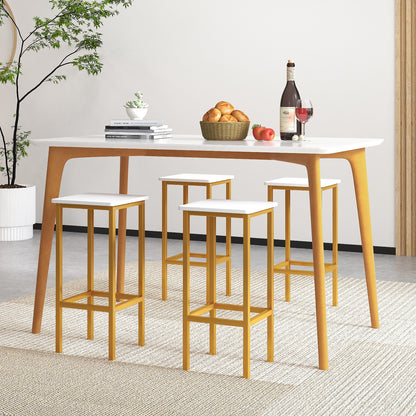 Bar Stool Set of 4 with Metal Legs, Footrest and 26 Inch Seat Height, White