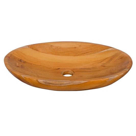 Premium 23.5 Inch x 16 Inch Teak Wood Vessel Sink with Drainage Hole and Elegant Design