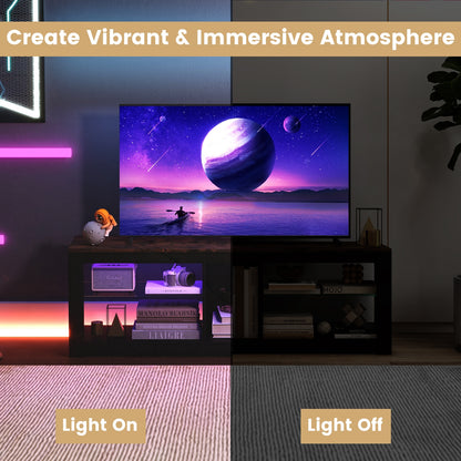 TV Stand with Remote-Controlled LED Lights and Tempered Glass Shelves for 65 Inch TVs