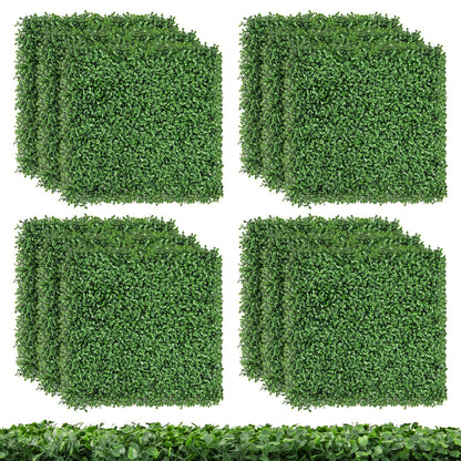 12 Pack 20x20 Inch Artificial Boxwood Panels with Removable Branches – Realistic Greenery for Indoor & Outdoor