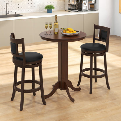 30 Inch Round Bar Height Dining Table with Solid Wood Pedestal Base