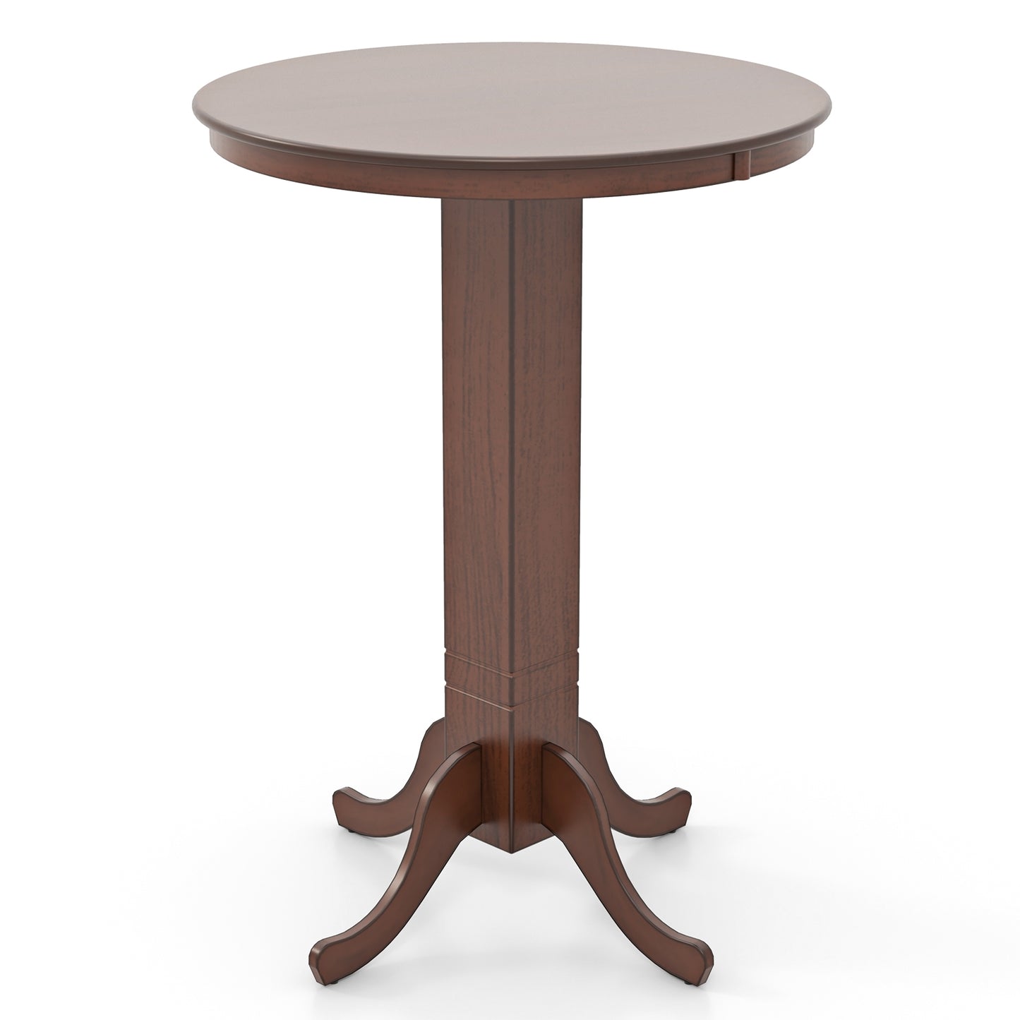 30 Inch Round Bar Height Dining Table with Solid Wood Pedestal Base