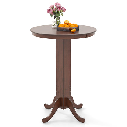 30 Inch Round Bar Height Dining Table with Solid Wood Pedestal Base