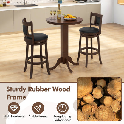 30 Inch Round Bar Height Dining Table with Solid Wood Pedestal Base