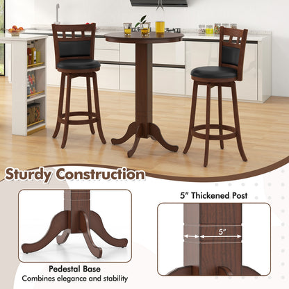 30 Inch Round Bar Height Dining Table with Solid Wood Pedestal Base