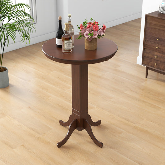 30 Inch Round Bar Height Dining Table with Solid Wood Pedestal Base