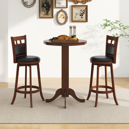 30 Inch Round Bar Height Dining Table with Solid Wood Pedestal Base