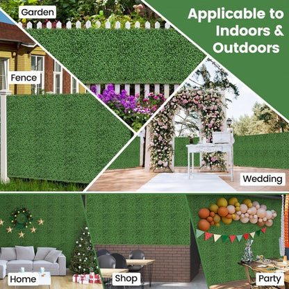 12 Pack 20x20 Inch Artificial Boxwood Panels with Removable Branches – Realistic Greenery for Indoor & Outdoor