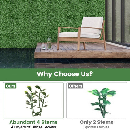 12 Pack 20x20 Inch Artificial Boxwood Panels with Removable Branches – Realistic Greenery for Indoor & Outdoor