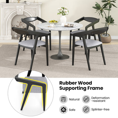 Upholstered Wooden Dining Chairs with Armrests and Solid Rubber Wood Frame, Set of 2