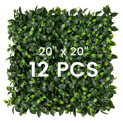 12 Pack 20" x 20" Artificial Gardenia Grass Panels - Lush Greenery for Any Space