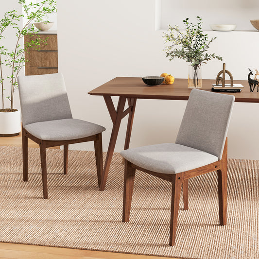 Upholstered Dining Chairs with High Curved Back and Solid Wood Frame, Set of 2