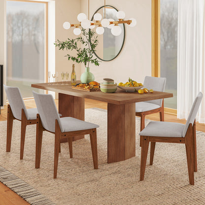 Upholstered Dining Chairs with High Curved Back and Solid Wood Frame, Set of 2