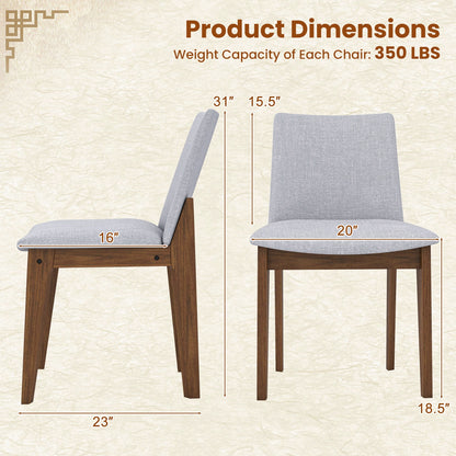 Upholstered Dining Chairs with High Curved Back and Solid Wood Frame, Set of 2