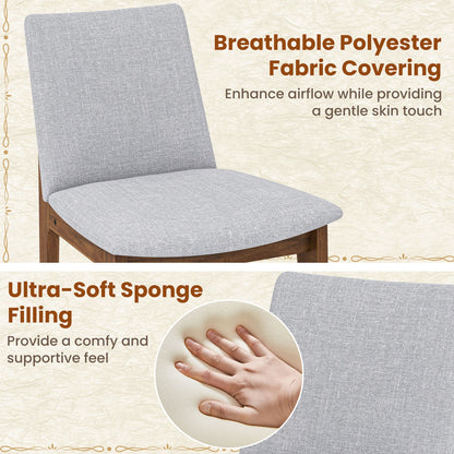 Upholstered Dining Chairs with High Curved Back and Solid Wood Frame, Set of 2