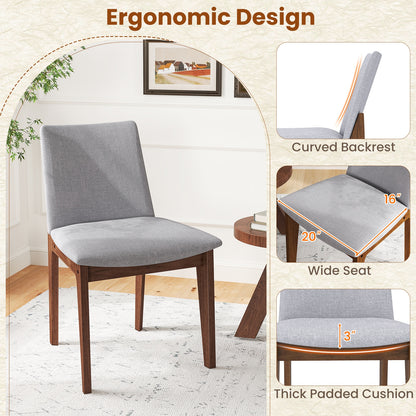 Upholstered Dining Chairs with High Curved Back and Solid Wood Frame, Set of 2