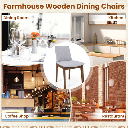 Upholstered Dining Chairs with High Curved Back and Solid Wood Frame, Set of 2
