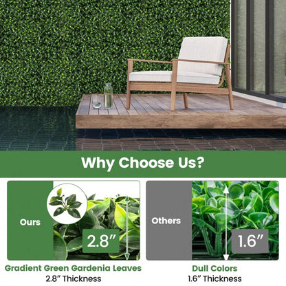 12 Pack 20" x 20" Artificial Gardenia Grass Panels - Lush Greenery for Any Space