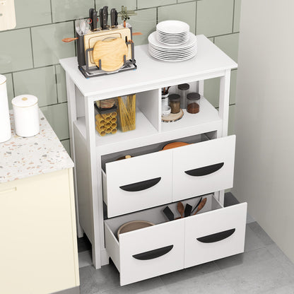 24 Inch Storage Cabinet with Open Compartments and Drawers
