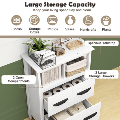 24 Inch Storage Cabinet with Open Compartments and Drawers
