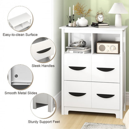 24 Inch Storage Cabinet with Open Compartments and Drawers