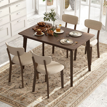 5 Piece Dining Set for 4 with Padded Chairs and Durable Rubber Wood Frame