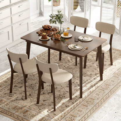 Classic 48 Inch Dining Table with Smooth Veneer Top and Wooden Base
