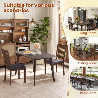 Modern Upholstered Dining Chairs with Slanted High Backrest Set of 2