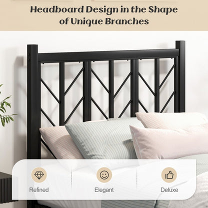 Sleek Platform Bed with Headboard and Metal Frame for Ultimate Support - Twin Size