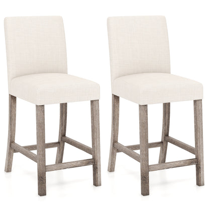 2-Piece Counter Height Bar Stool Set with Back Support and Footrest - Beige