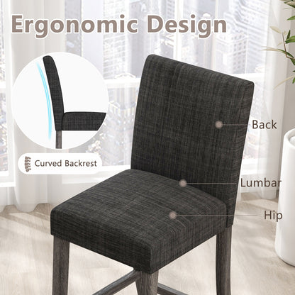 2-Piece Counter Height Bar Stool Set with Back Support and Footrest - Grey